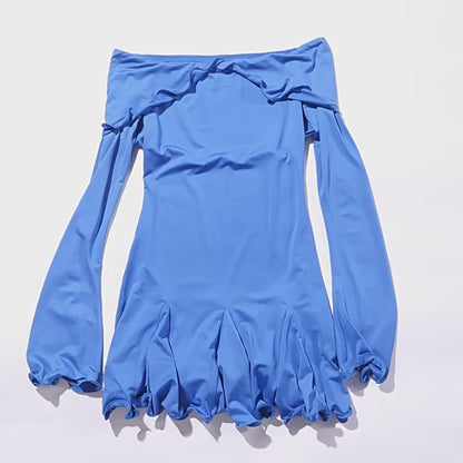 Off-shoulder Fungus Long-Sleeved Elegant Dress
