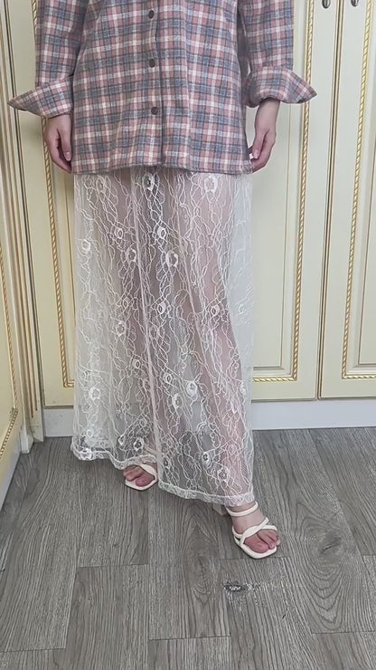 Printed Hollow Out Fashion Long Skirt Female